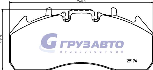 Колодки тормозные 29174 Vo FH/FM, RVI 2005= > Meritor Elsa 225-3